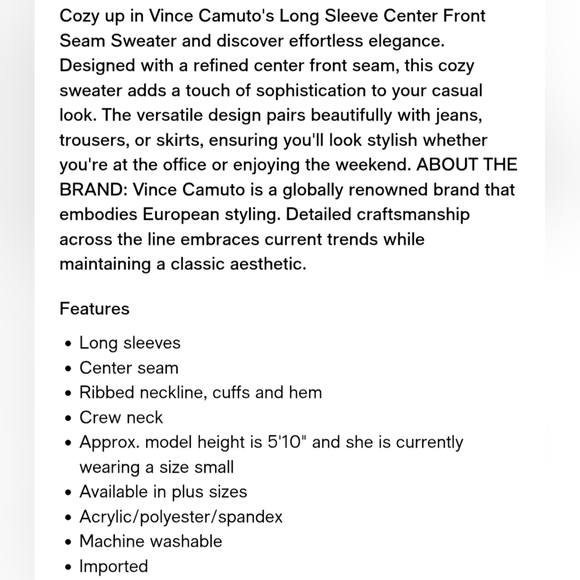 Vince Camuto Center Seam Extended Shoulder Ribbed Trim Sweater - Picture 9 of 9